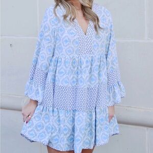 Entro Caitlyn Babydoll Tiered Mini Dress L Cottagecore Fairy Grunge Coquette